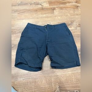 Men's Flat Front Navy Textured Shorts